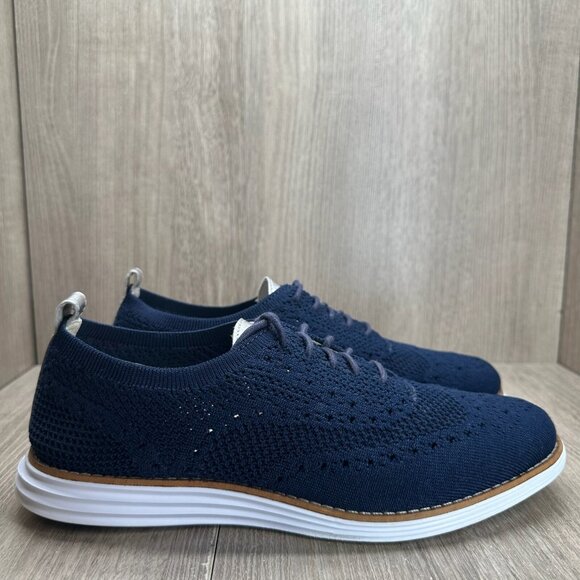 Cole Haan OriginalGrand Stitchlite Wingtip Oxford Shoes Womens Sz 8 Lace Up Navy - Picture 1 of 9